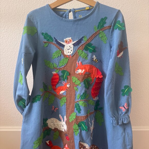 Mini Boden Other - Mini Boden Big Appliqué Jersey Dress in Blue Size 5-6